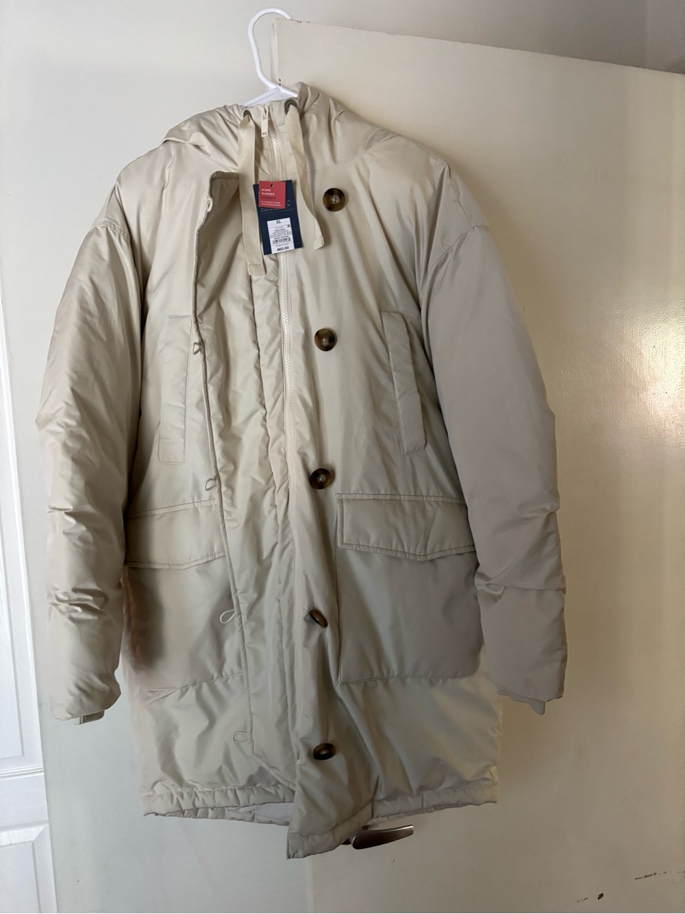 NWT Universal Thread Cream Hooded Puffer Coat - Picture 5 of 5